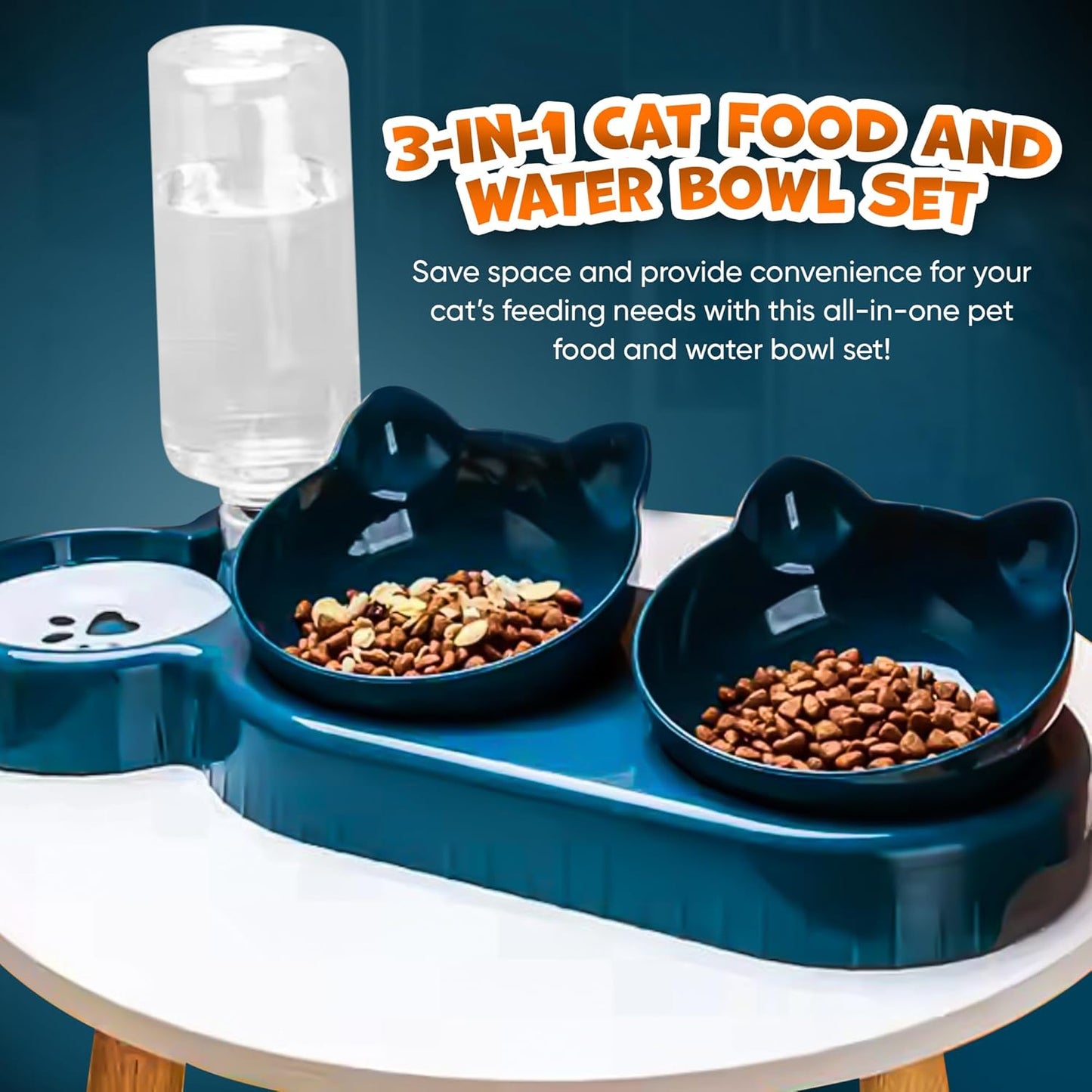 3-in-1 Cat Feeding Station