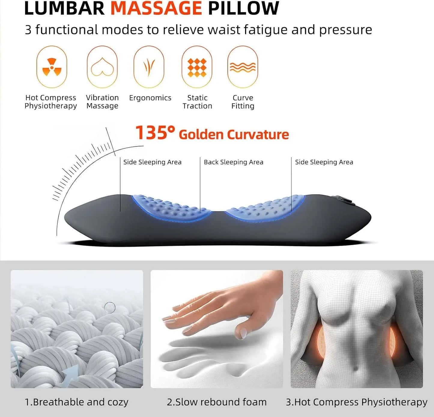 Heated Back Massager– Vibration Therapy Pillow